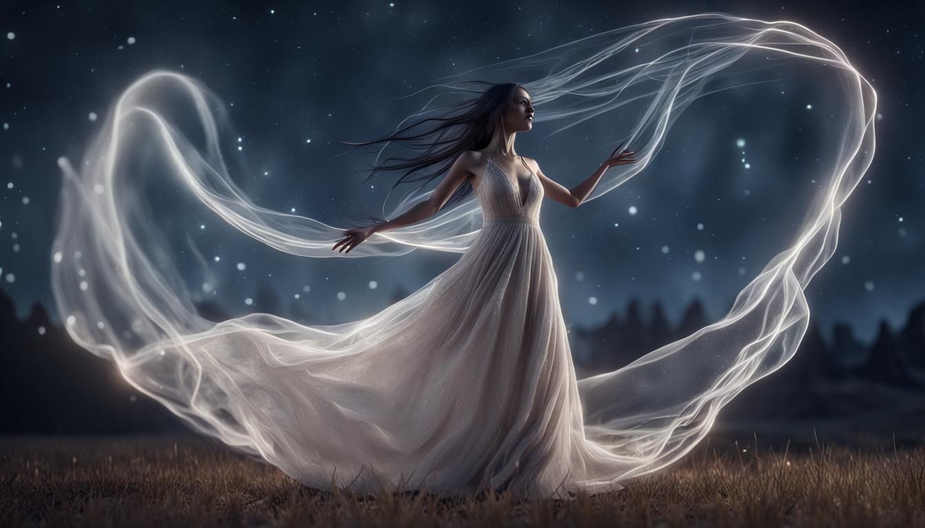 Dancing Ghost in Starry Night, 3D Game Art