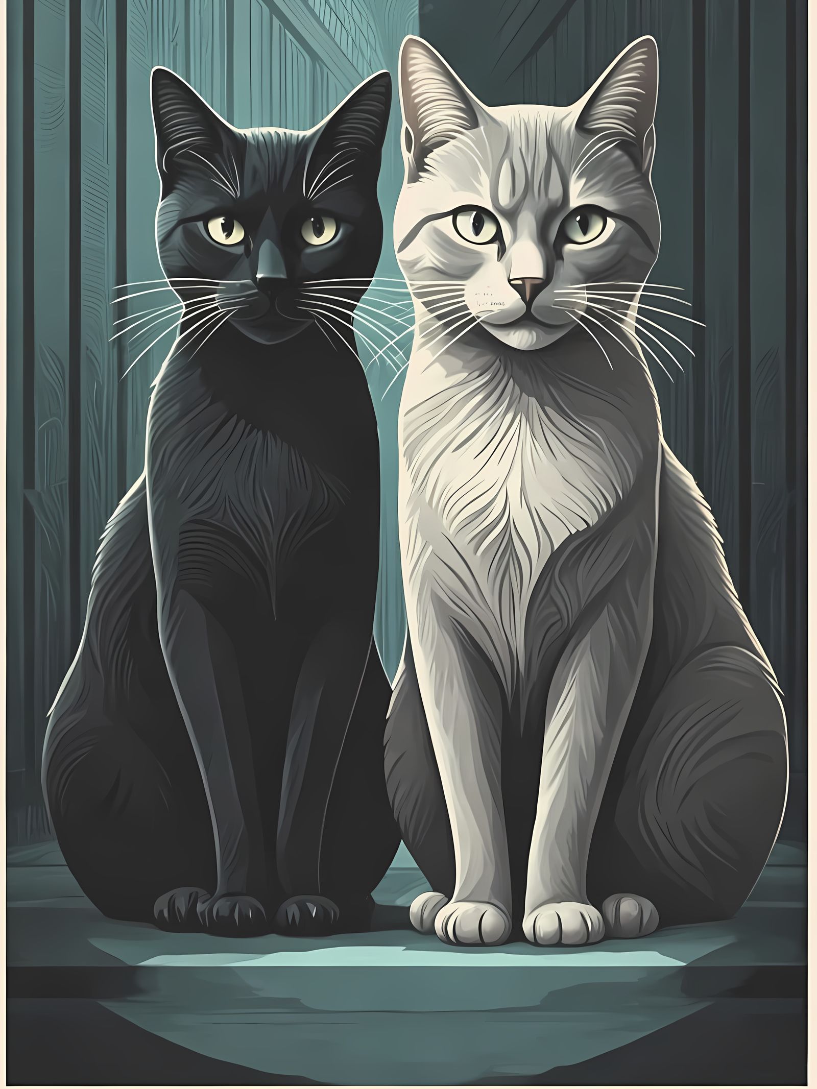 Simplistic Cats in Bold Lines and Negative Space