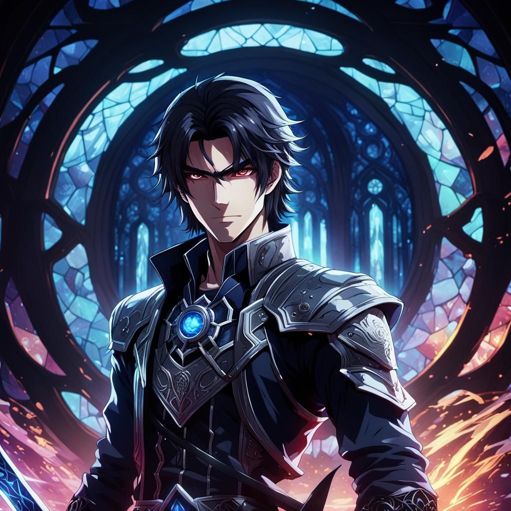 Dark Manga Hero with Sword of Aion