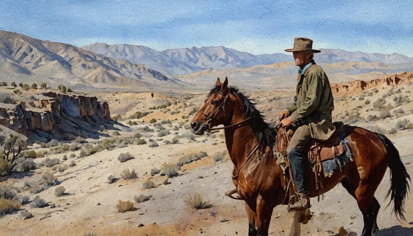 Clint Eastwood in Tabernas Desert Watercolor