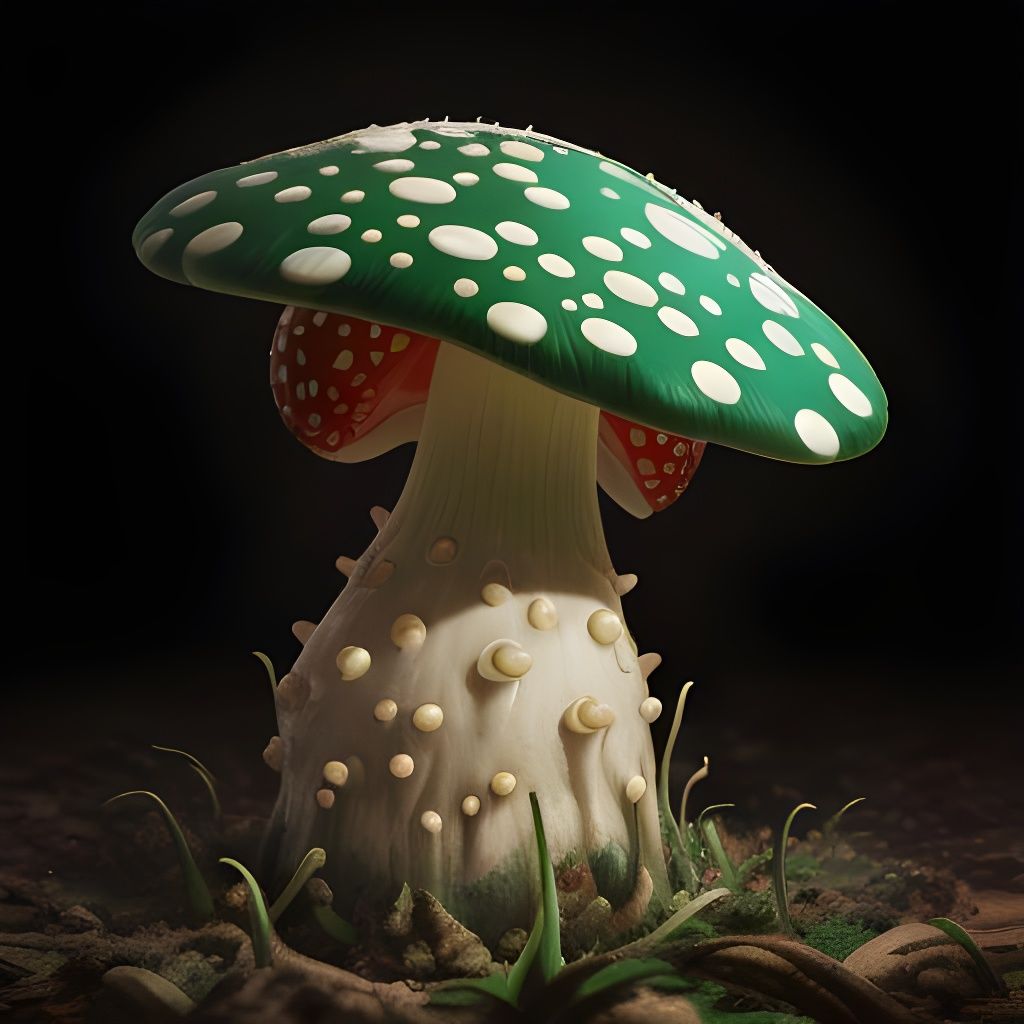 Amanita Muscaria Logo in Hyperrealistic Splash Art