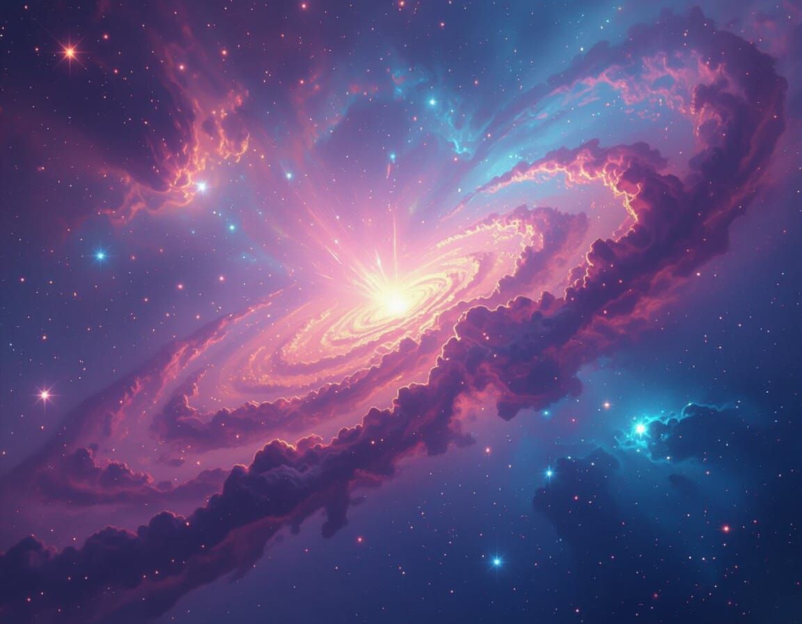 Vibrant Cosmic Nebula in Hyperrealistic Splash Art Style