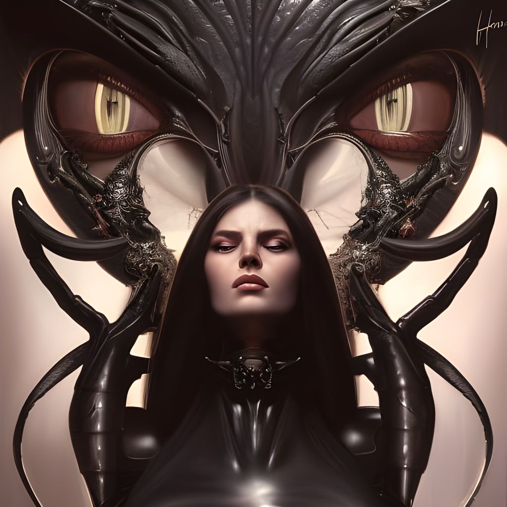 Woman in Black Dress by H.R. Giger