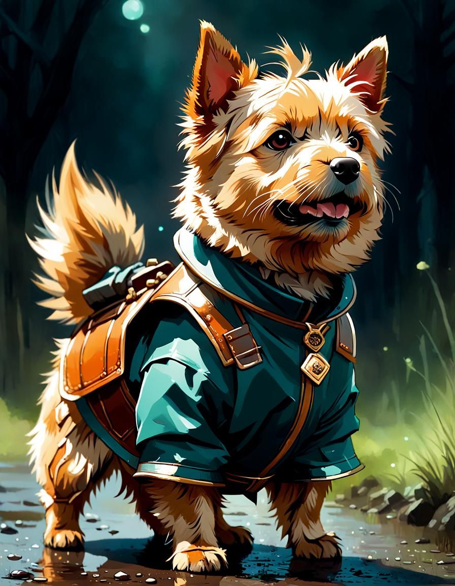 Norwich Terrier Dog in Ghost Costume Digital Art