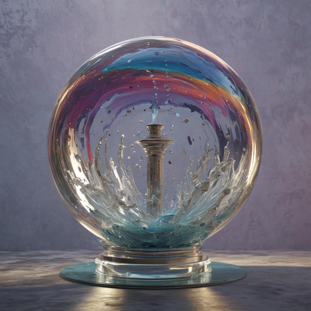 Mercury Fountain Inside Glass Sphere: Hyperrealistic Splash ...