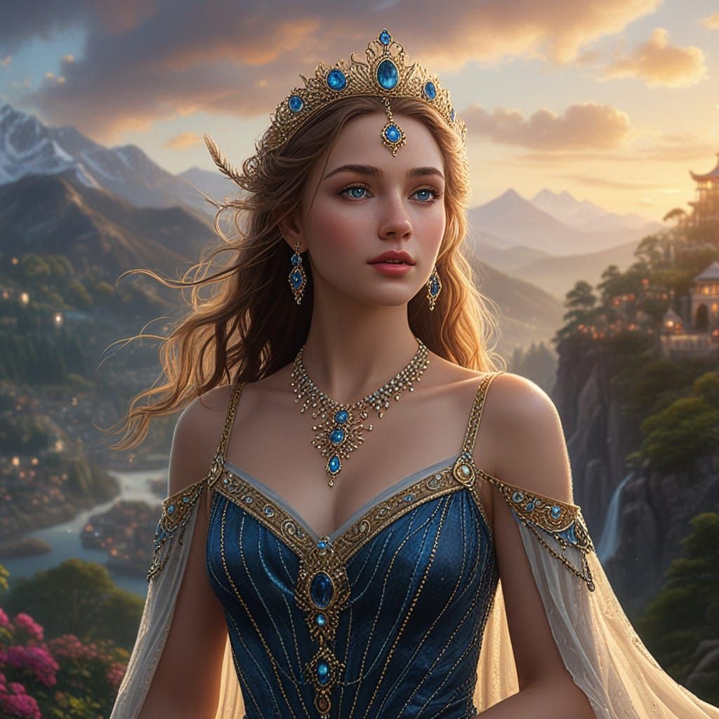 Divine Goddess in Ethereal Cloudscape