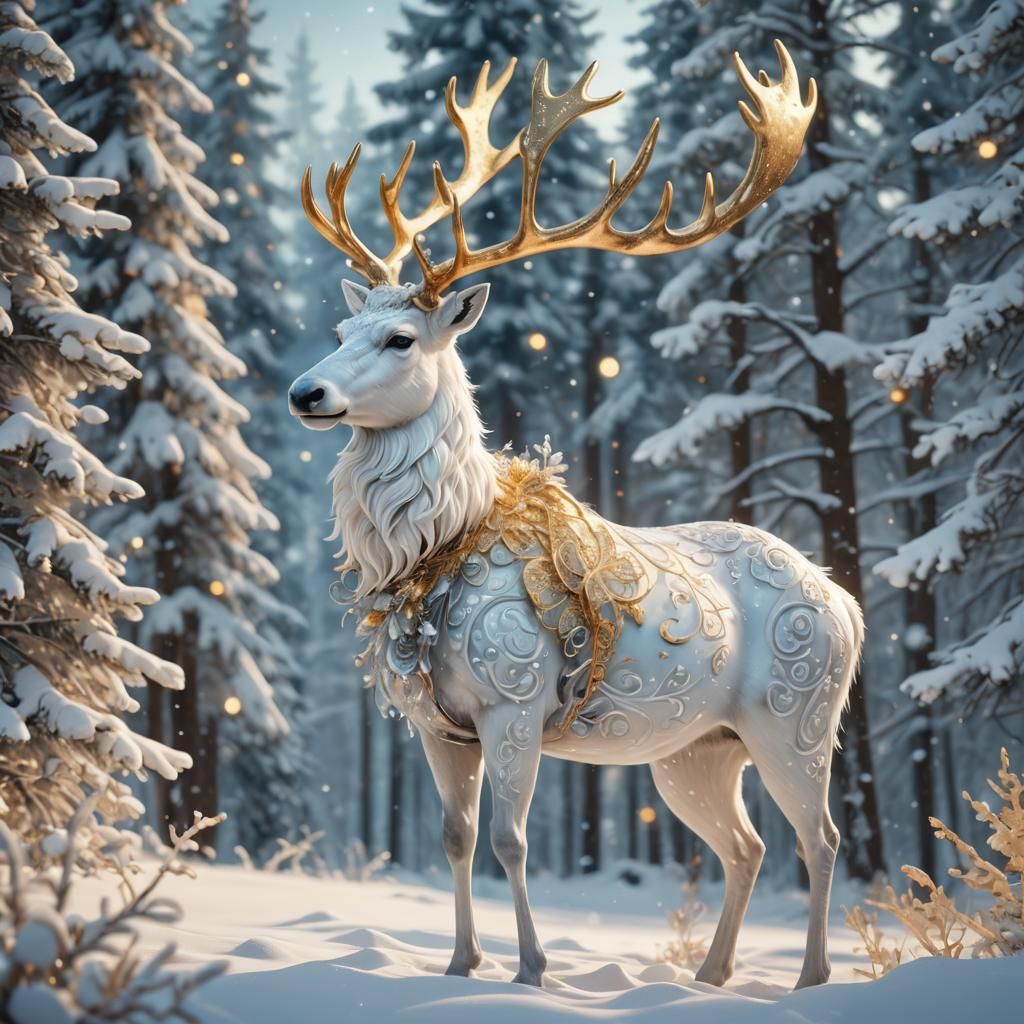 Whimsical Christmas Scene in Ethereal Digital Art