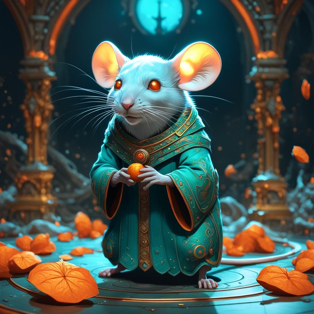 Halloween Mouse Ghost in Orange and Teal