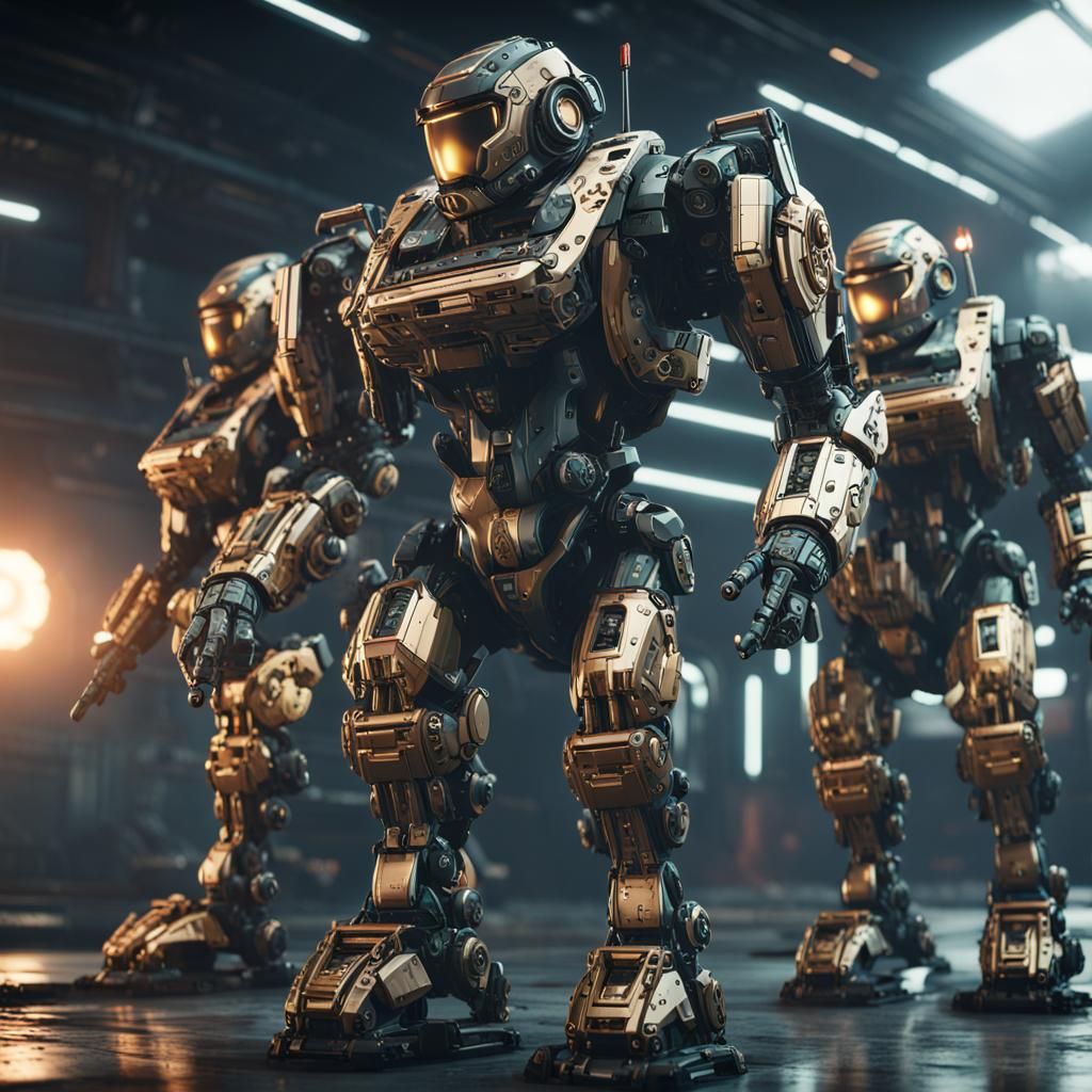 Futuristic Mech Soldiers in Sci-Fi Battle