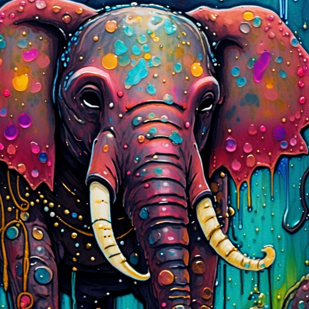 Decaying Zombie Elephant in Dark Fantasy Style