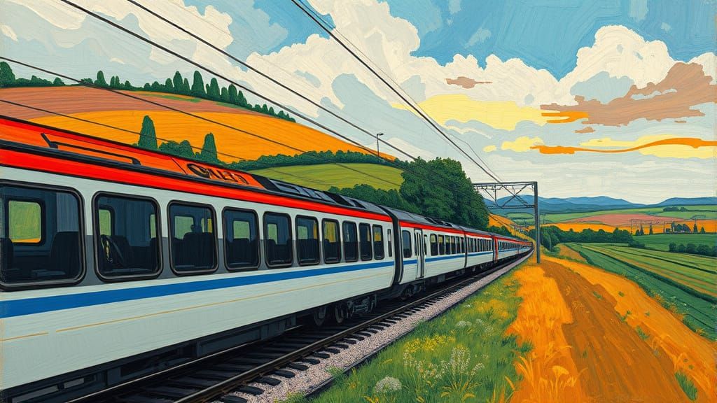 High-Speed Train in Expressionist Painting Style