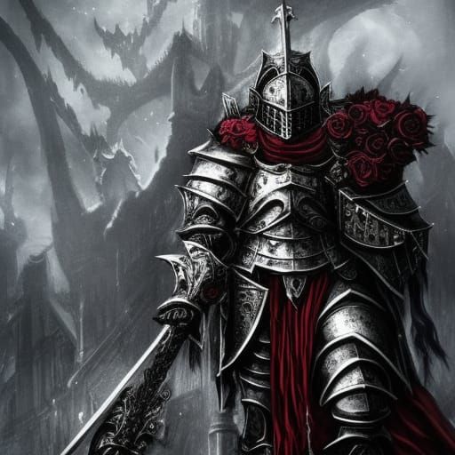 Grimdark Unholy Paladin in Crimson Armor