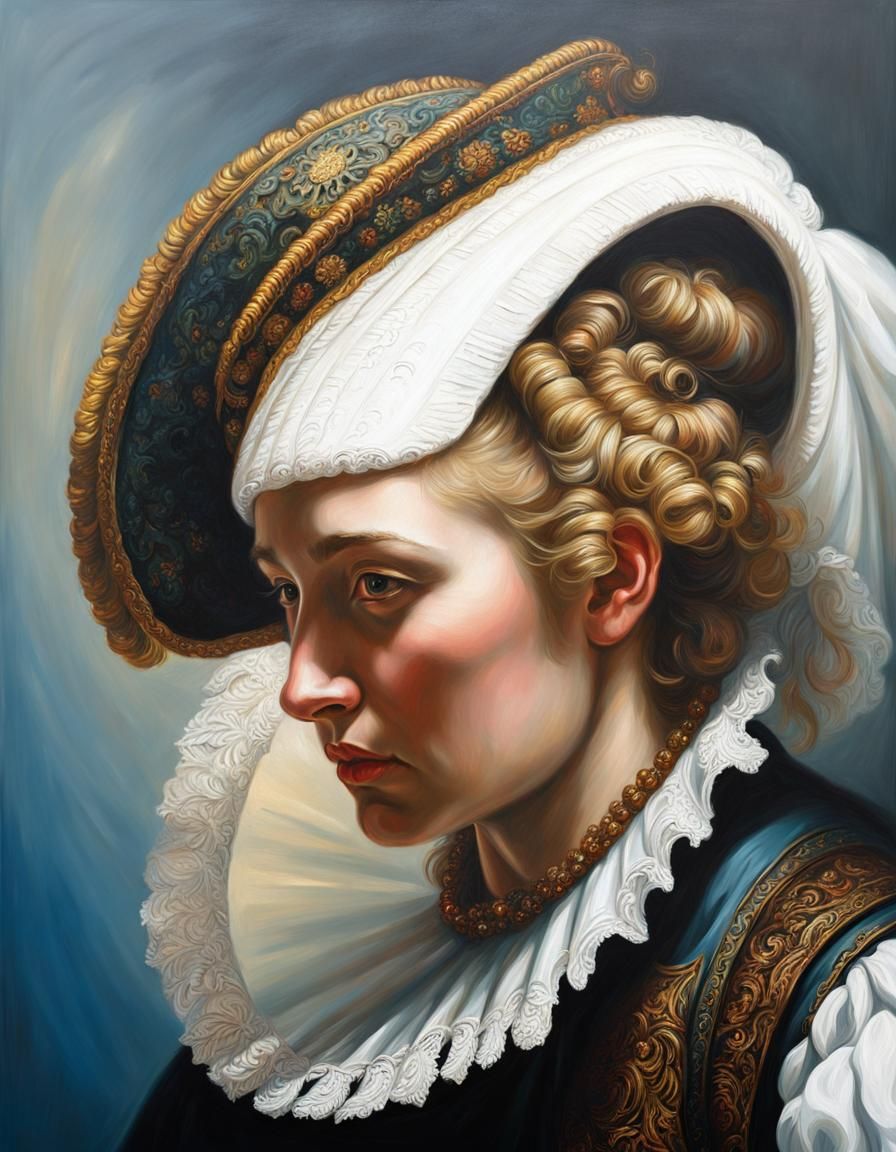 Dramatic Portrait in Rembrandt Style Oil Painting