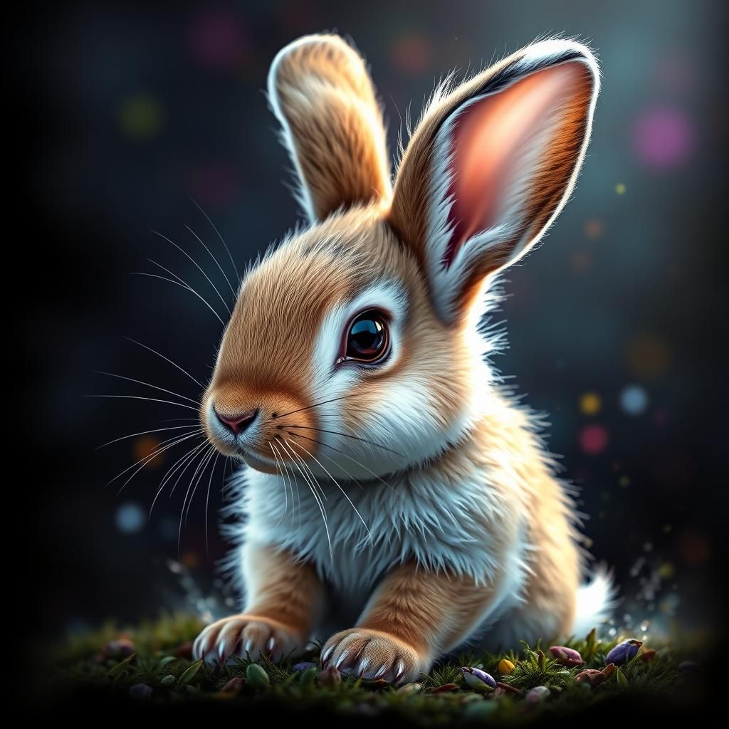 Adorable Baby Bunny in Hyperrealistic Splash Art