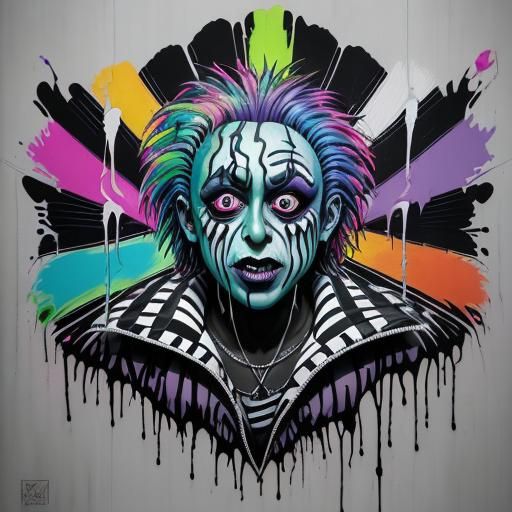 Beetlejuice Graffiti Art in Street Style