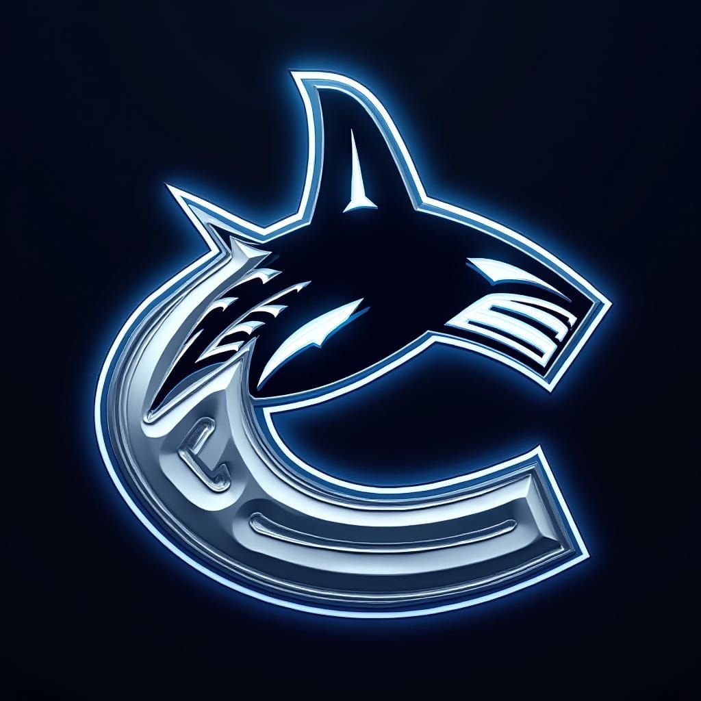 Futuristic Vancouver Canucks Logo in Metallic Neon