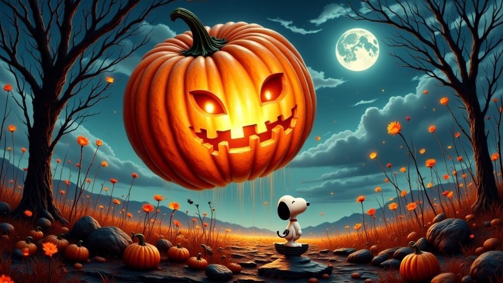 Snoopy Meets the Great Pumpkin in Ethereal Radiance