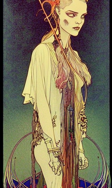 High Priestess Tarot Card in Art Nouveau Style