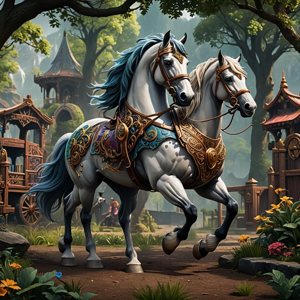 Horse Sticker for Amusement Park Machine: Detailed Matte Pai...