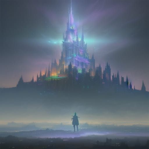 Neon Zelda and Link in Cyberpunk Anime Style