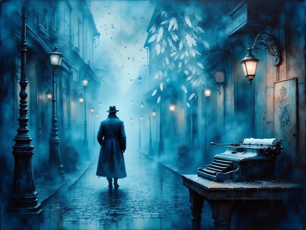 Fallen Angel Book Cover Oil Painting in Blue and Teal