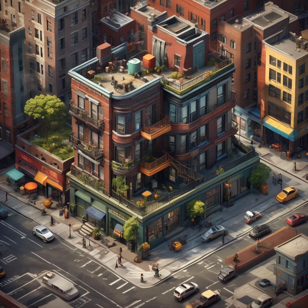 Isometric New York Building in 3D Digital Art