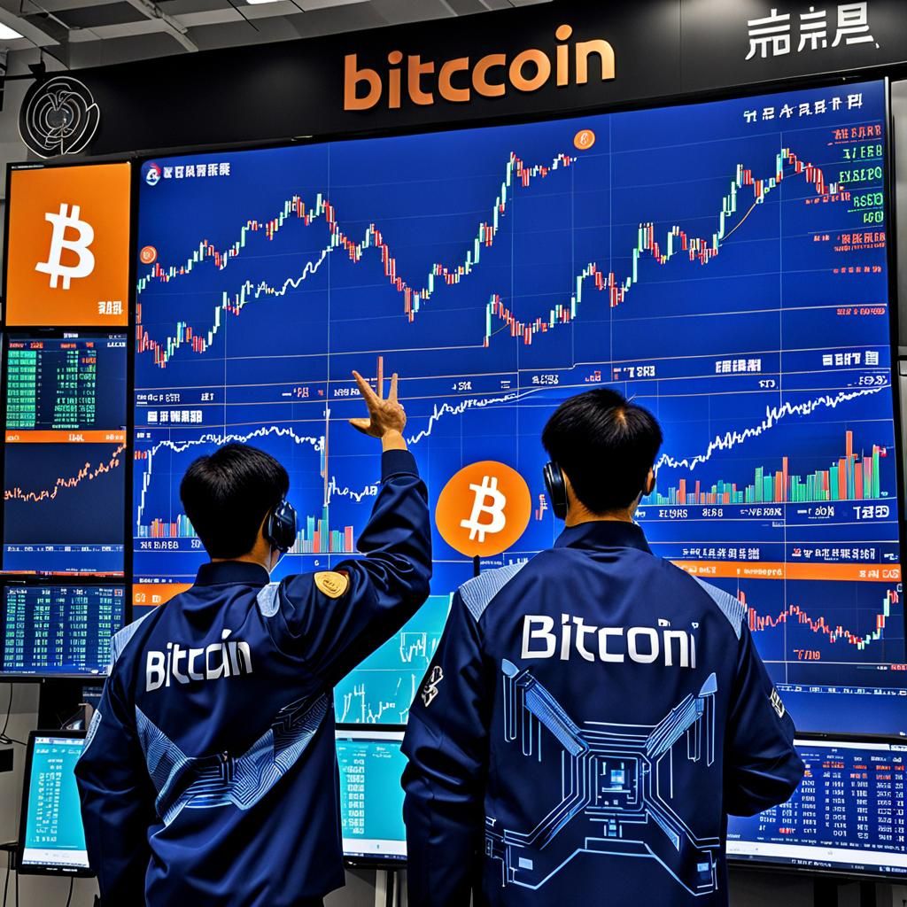 Robotic Traders Celebrate Bitcoin Victory: Digital Surrealis...