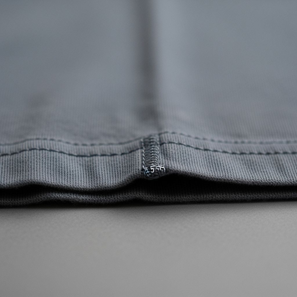 Macro Photo of Slate Grey Pima Cotton T-Shirt Hem