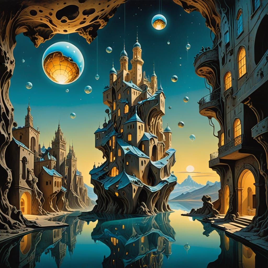 Surreal Sculpture of Impossible Shapes in Vibrant Dreamlike ...