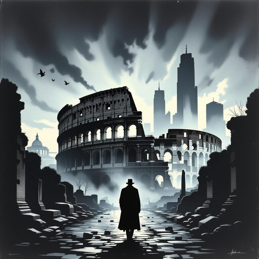 Ancient Rome Transformed in Cyberpunk Style