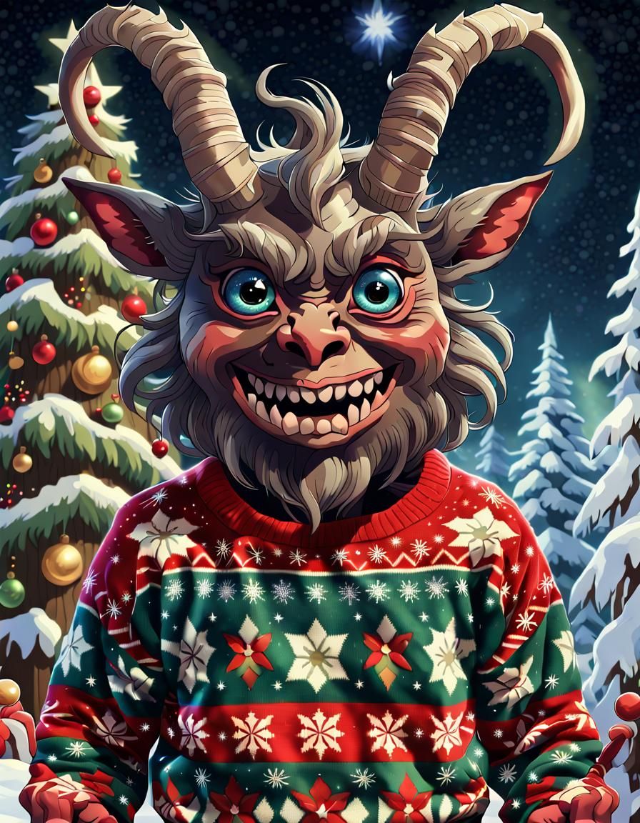 Festive Krampus in Pokemon Christmas Forest
