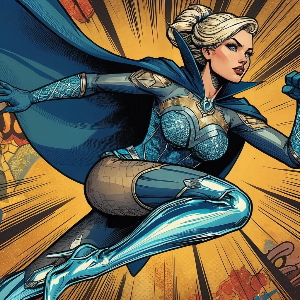 Heroic Superhero in Dynamic Comic Book Art