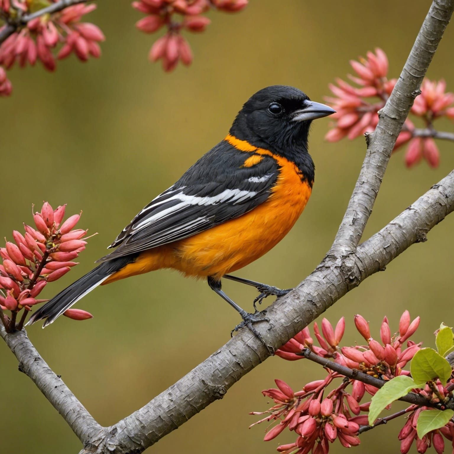 Baltimore Oriole in Autumn Blossoms