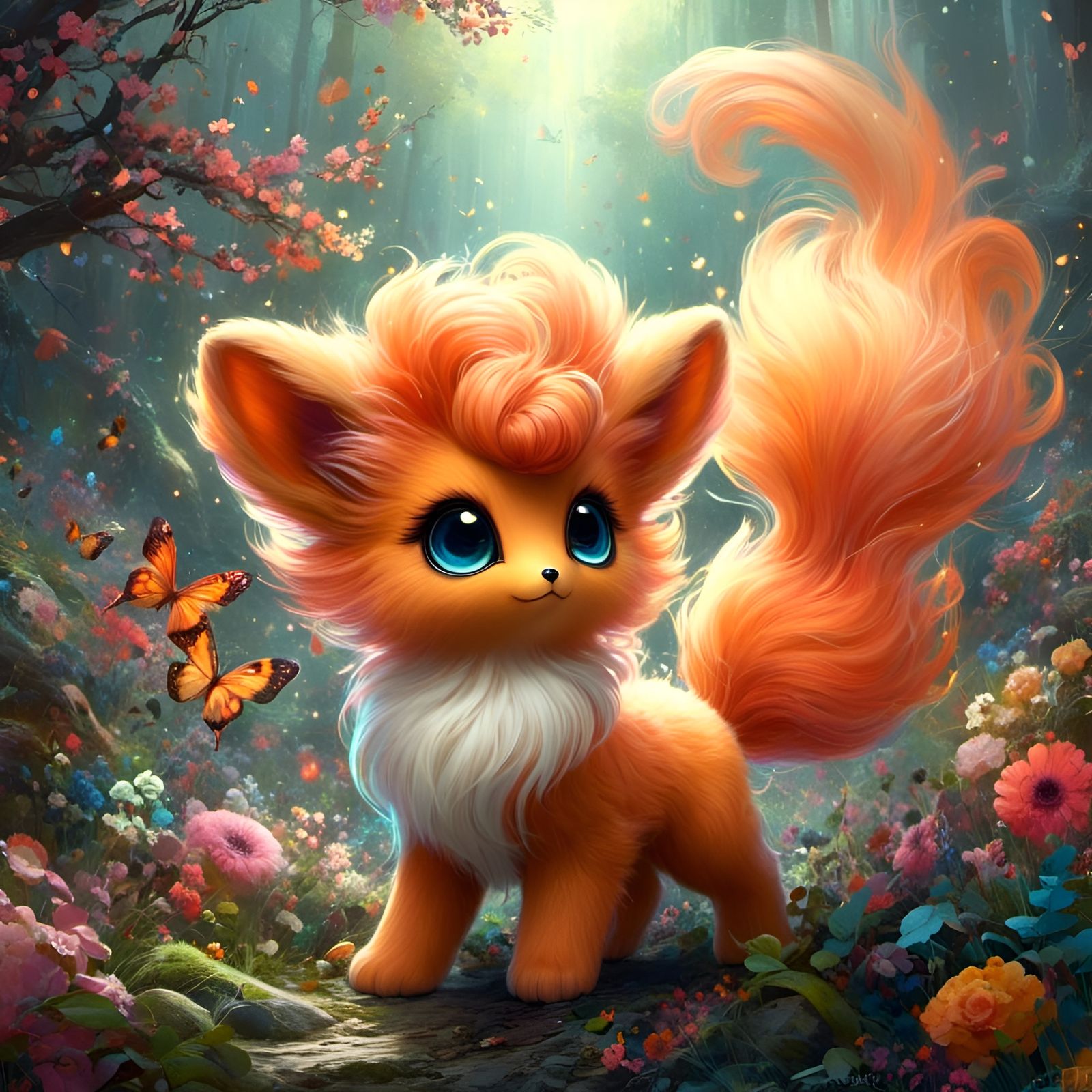 Cute Vulpix Pokemon Digital Art