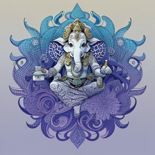 Abstract Fractal Ganesha with 3D Shading