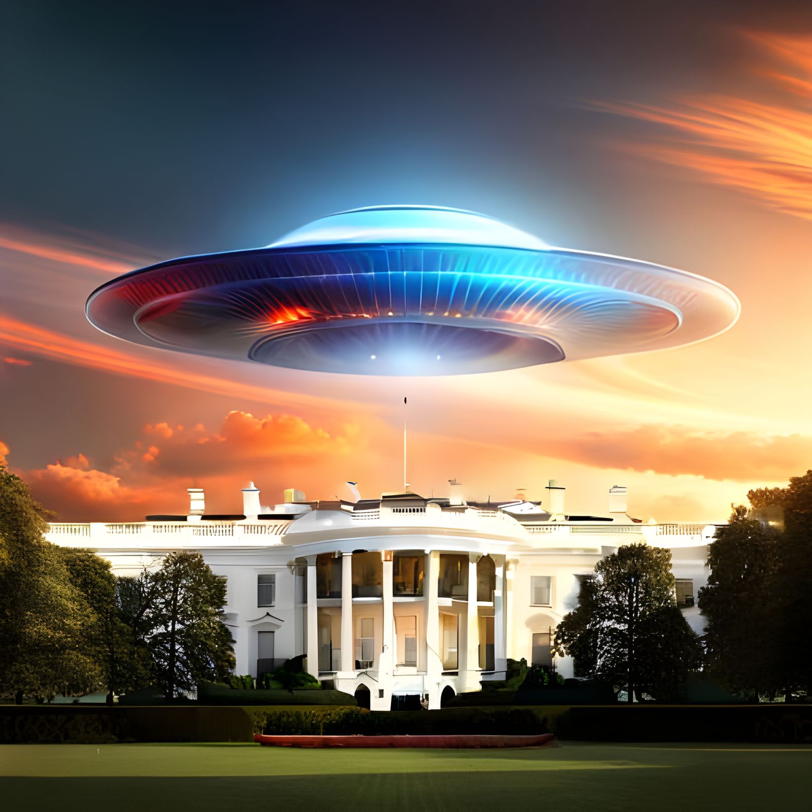 UFO Over White House: Hyperdetailed Concept Art