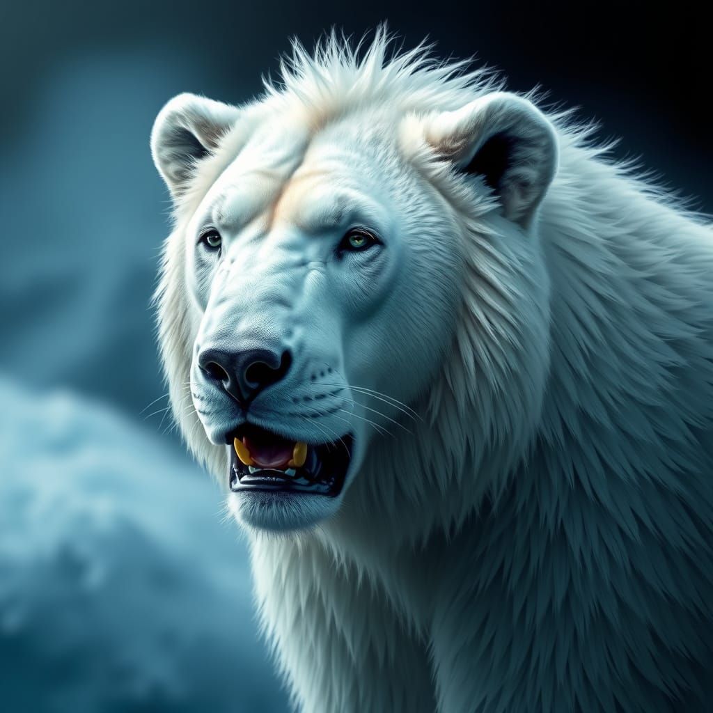 Photorealistic Lion-Polar Bear Hybrid
