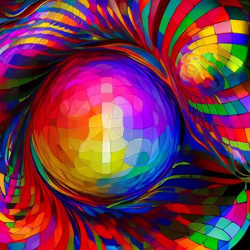 Kaleidoscopic Garden Riverscape in Surrealist Style