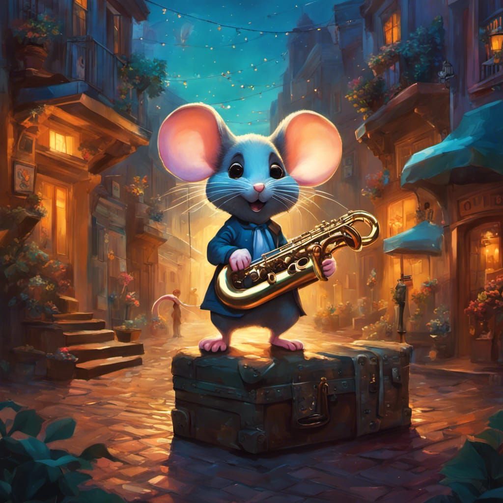 Chibi Mouse Serenade: Saxophone Music Under the Stars