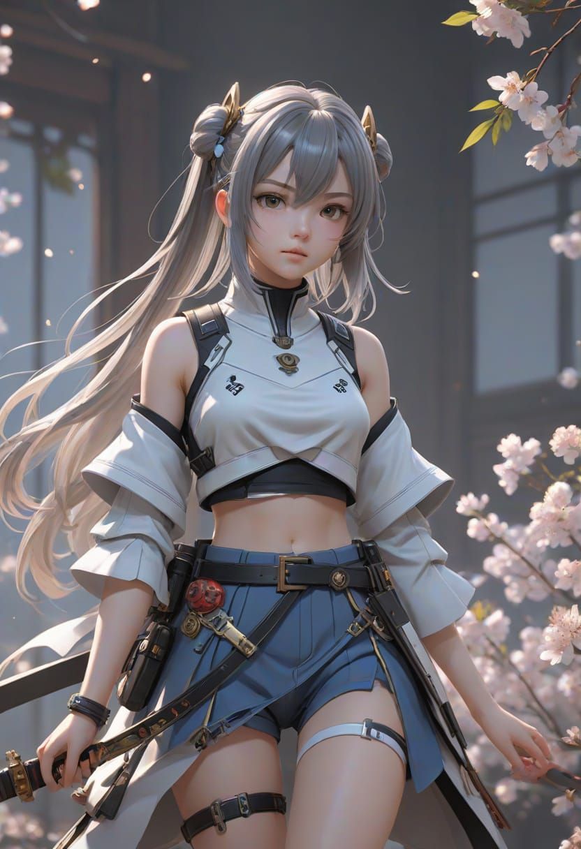 Ethereal Anime Goddess in a Futuristic Landscape