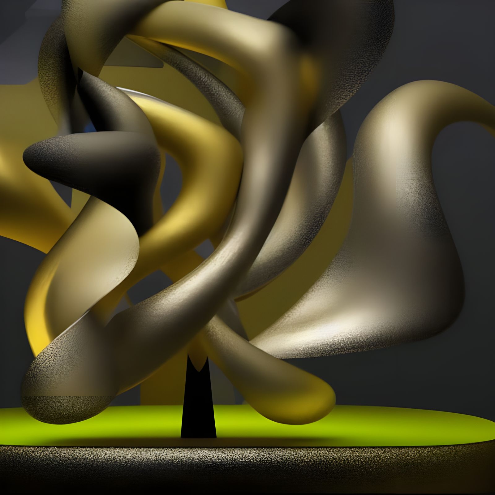 Abstract 3D Fractal Art in Gold, Silver, Bronze