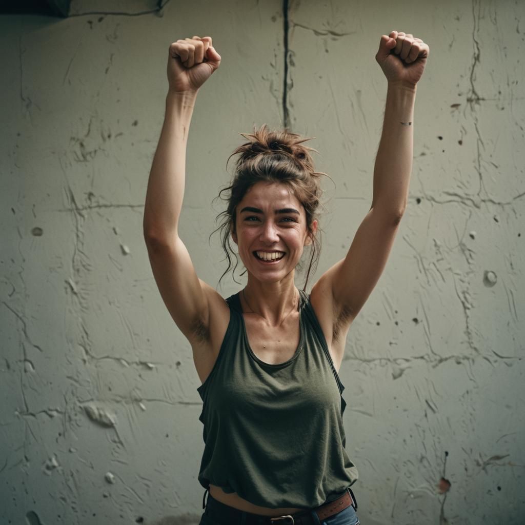 Cinematic Film Still of Girl with Hairy Armpits