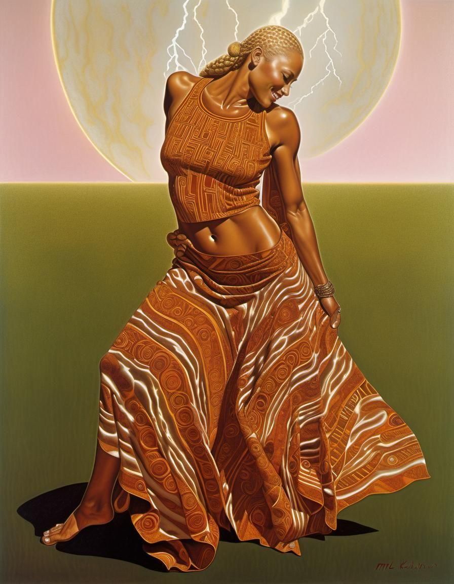 Smiling Blonde Woman in Chiaroscuro Style