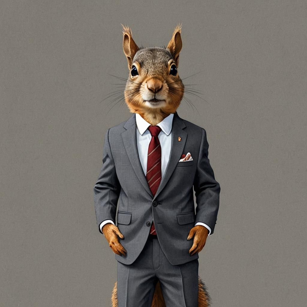 Squirrel in a Suit: An AI-Generated Portrait