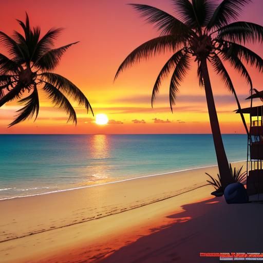 Tropical Sunset: Witch on Fiery Dragon