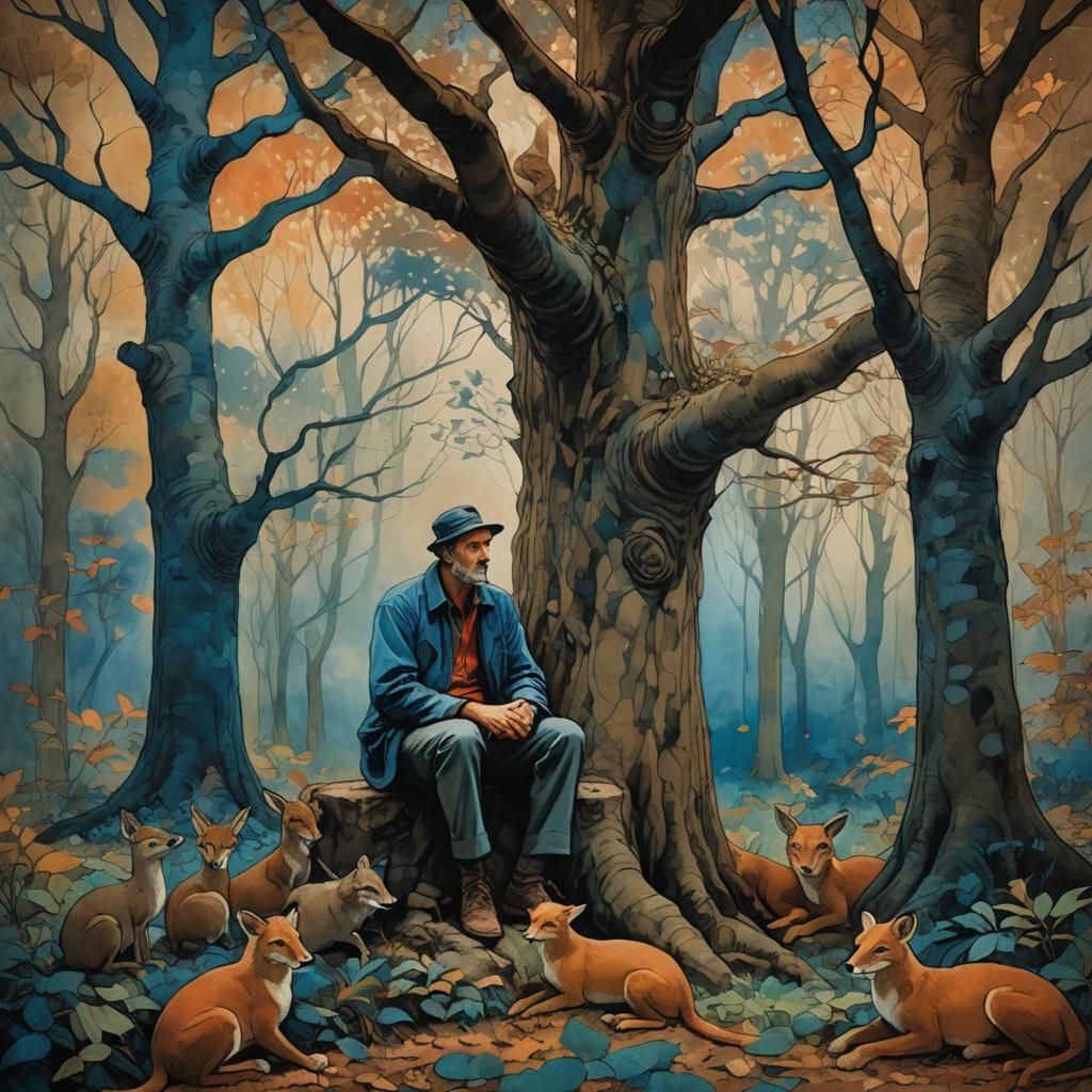 Mystical Forest Gathering in High Fantasy Style