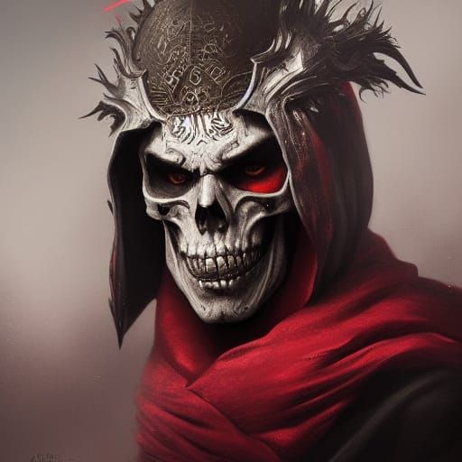 Man with Skull Mask in Dark Fantasy Style