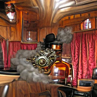 Steampunk Engine in Saloon: Whiskey Daydream