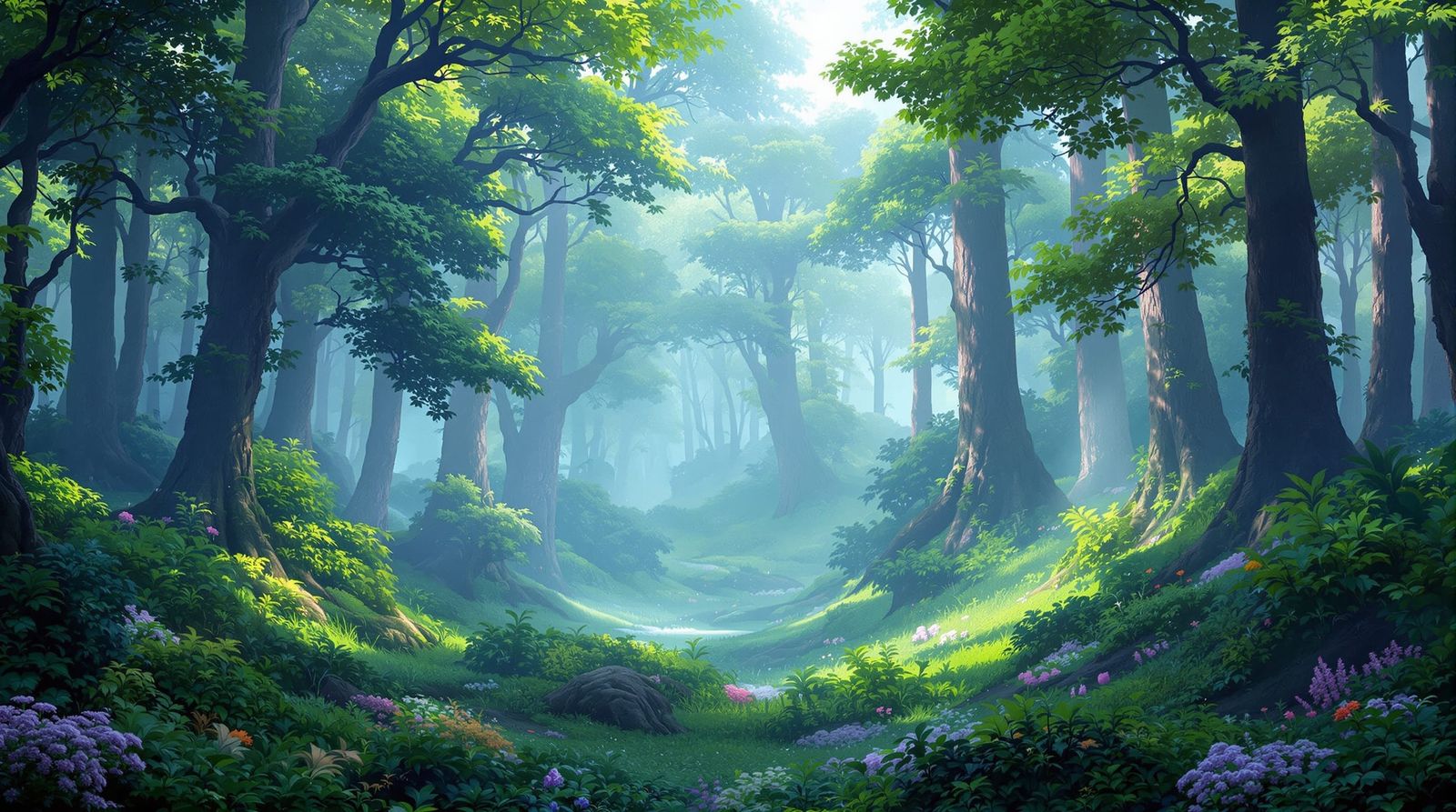 Lush Forest Landscape in Detailed CGI Airbrush Style