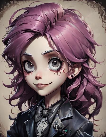 Skeleton Portrait in Tim Burton Style